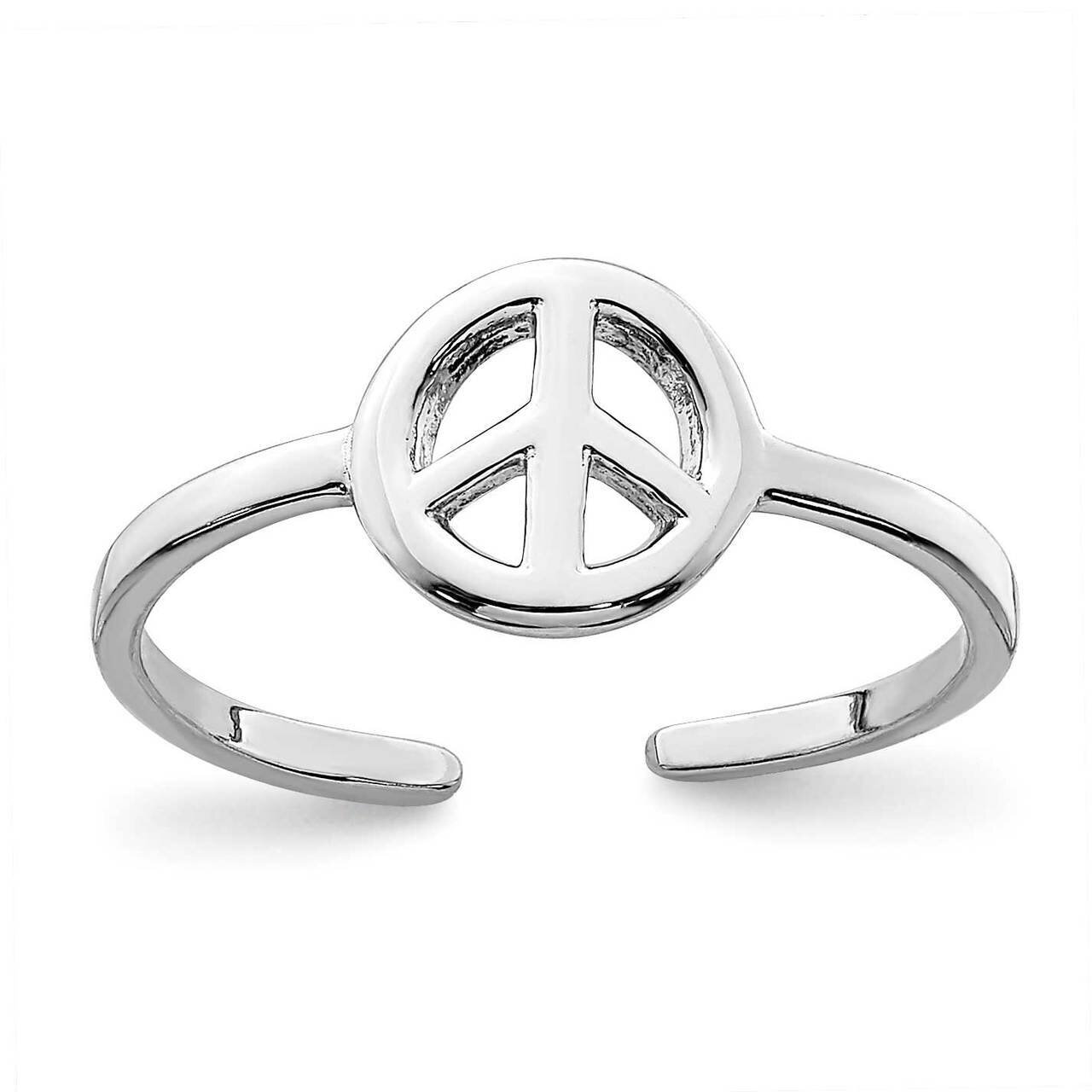 Peace Sign Toe Ring Sterling Silver Rhodium-plated QR7161