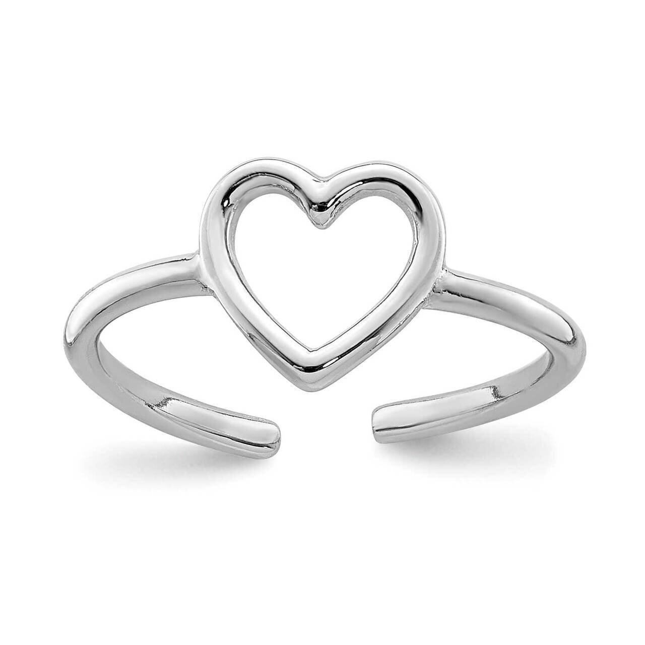Polished Heart Toe Ring Sterling Silver Rhodium-plated QR7164