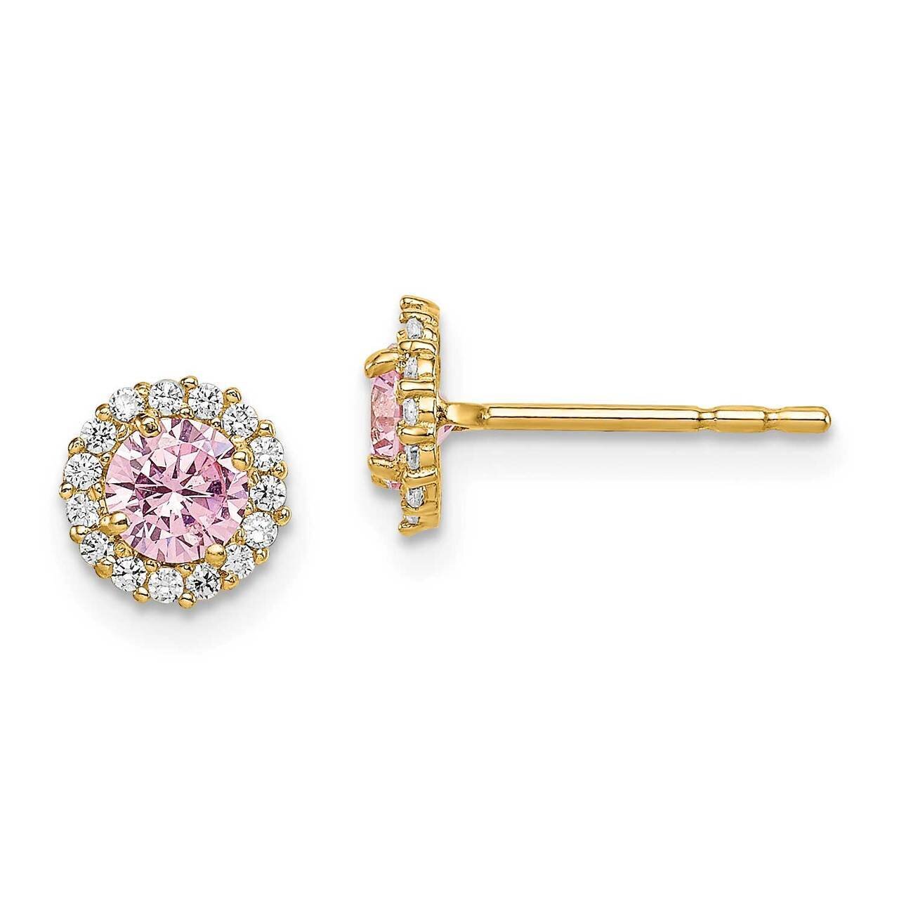 Pink Post Earrings 14k Gold CZ Diamond SE2858 by Madi K, MPN: SE2858, 883957868165