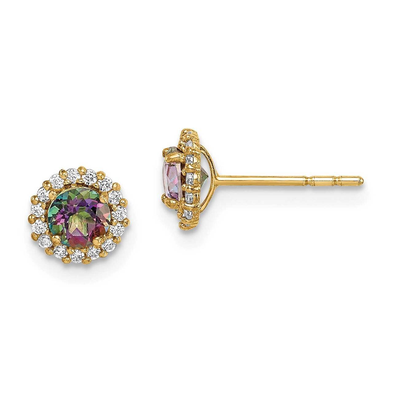 Mystic &amp; Clear Post Earrings 14k Gold CZ Diamond SE2860 by Madi K, MPN: SE2860, 191101901812