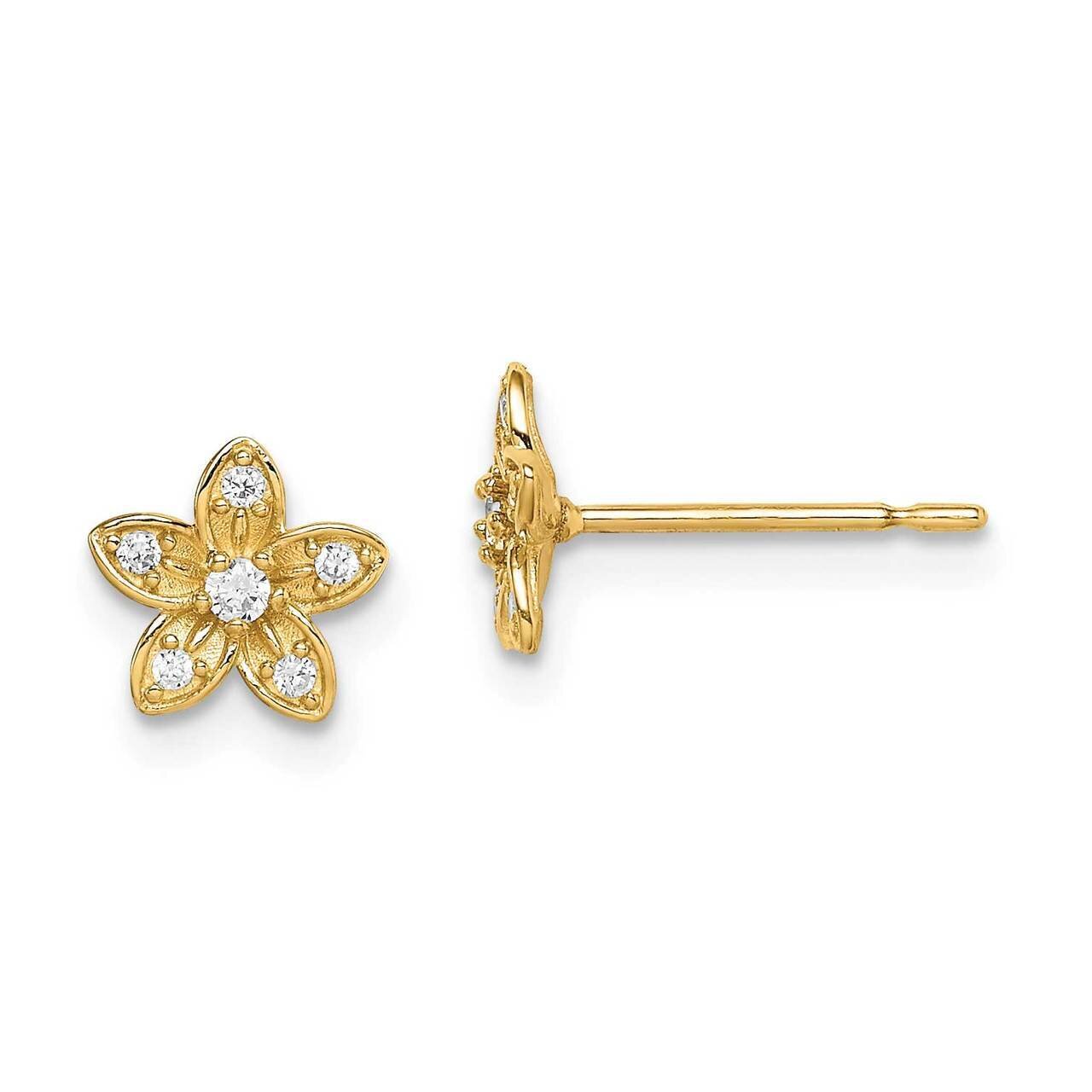 Flower Post Earrings 14k Gold CZ Diamond SE2868 by Madi K, MPN: SE2868, 191101901836