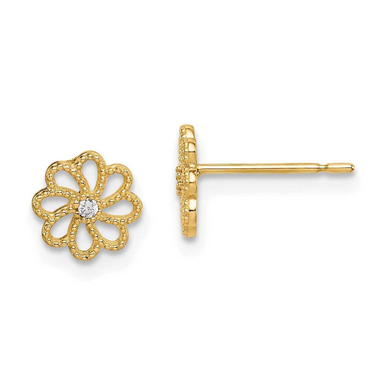 Flower Post Earrings 14k Gold CZ Diamond SE2869 by Madi K, MPN: SE2869, 191101901843