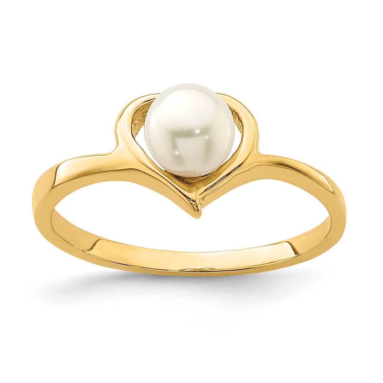 4-5mm White Button Freshwater Cultured Pearl Heart Ring 14k Gold SE2879 by Madi K, MPN: SE2879, 191…