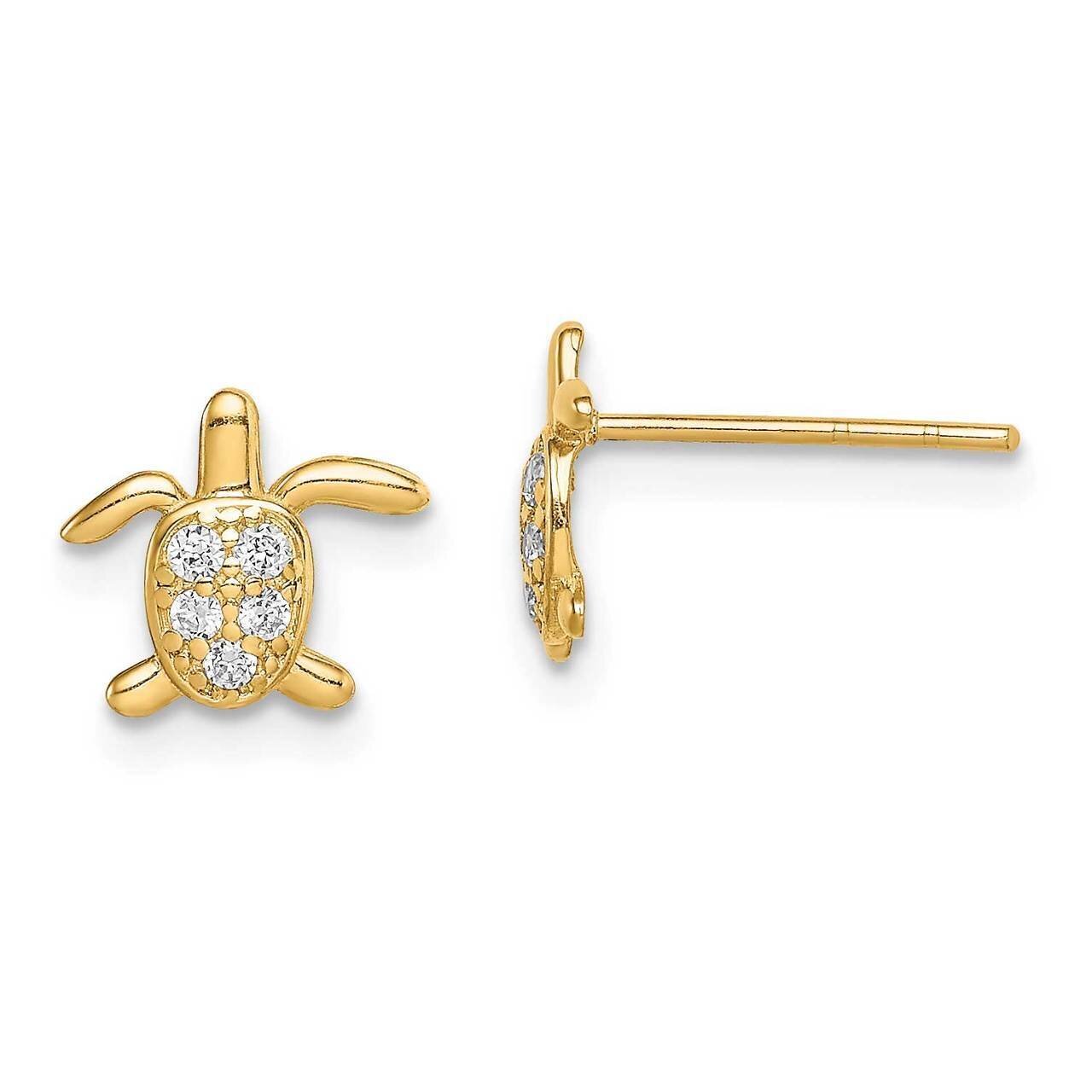 Turtle Post Earrings 14k Gold CZ Diamond SE2887 by Madi K, MPN: SE2887, 883957953489