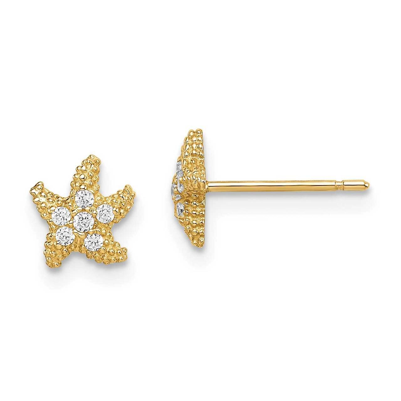 Starfish Post Earrings 14k Gold CZ Diamond SE2889 by Madi K, MPN: SE2889, 191101901959