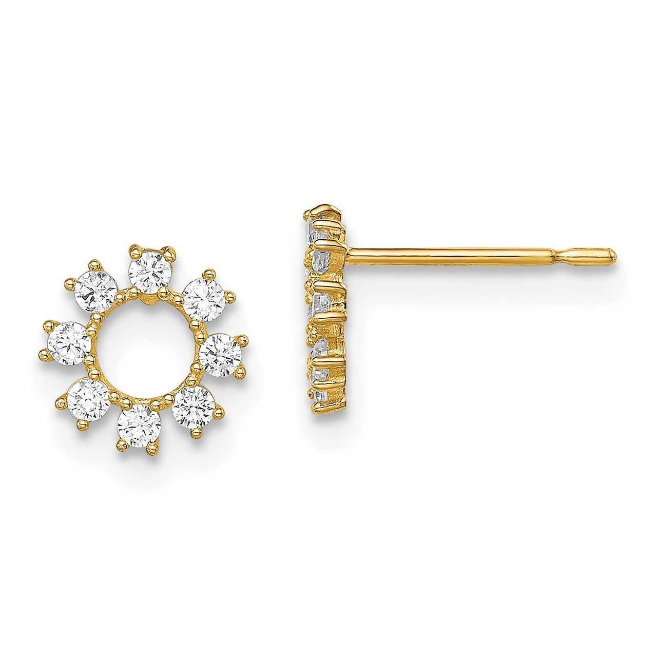 Circle Post Earrings 14k Gold CZ Diamond SE2905