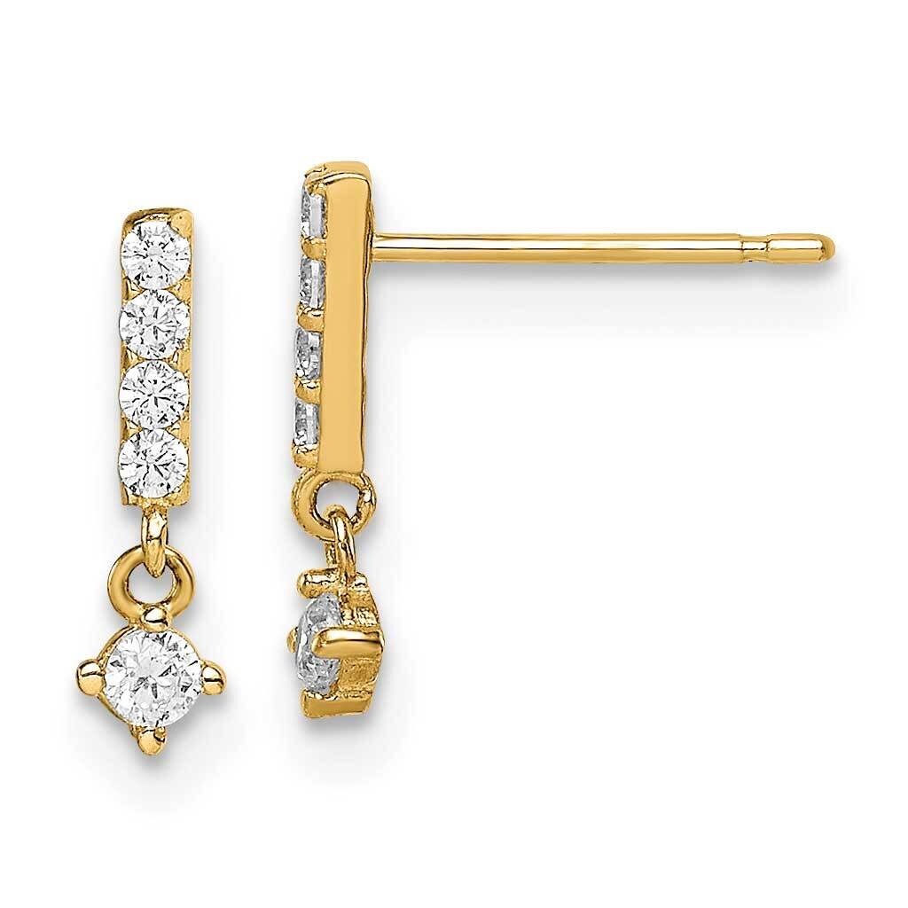 Bar with Dangle Post Earrings 14k Gold CZ Diamond SE2915 by Madi K, MPN: SE2915, 191101902109