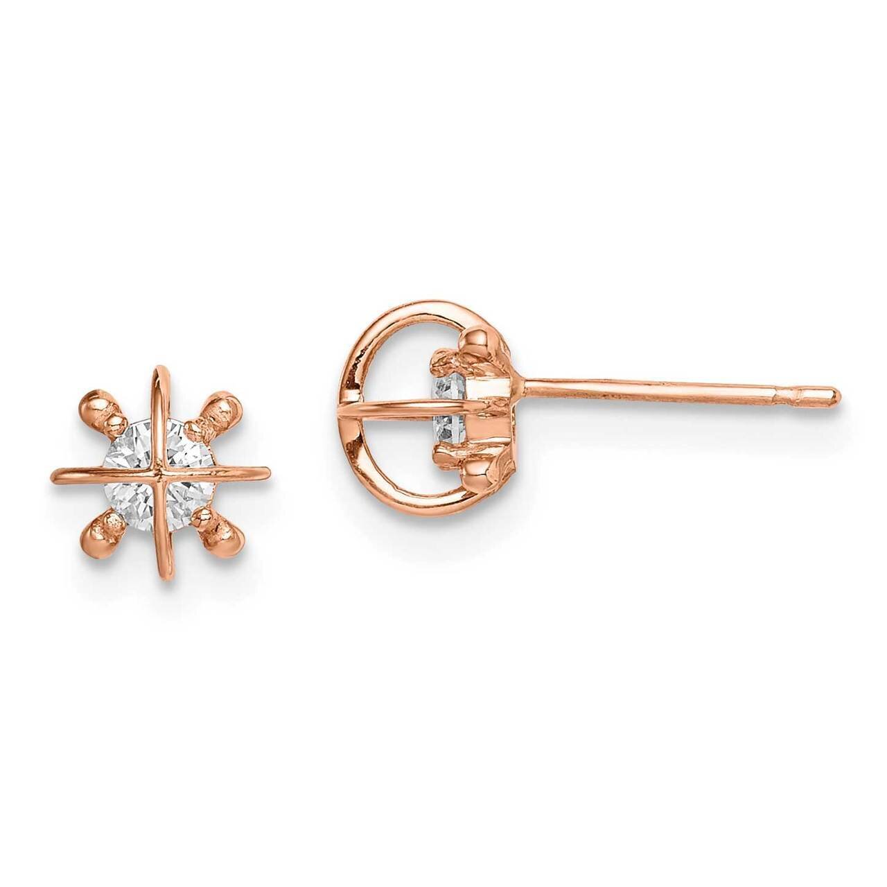 Rose Gold Post Earrings 14k Gold CZ Diamond SE2921 by Madi K, MPN: SE2921, 191101902154