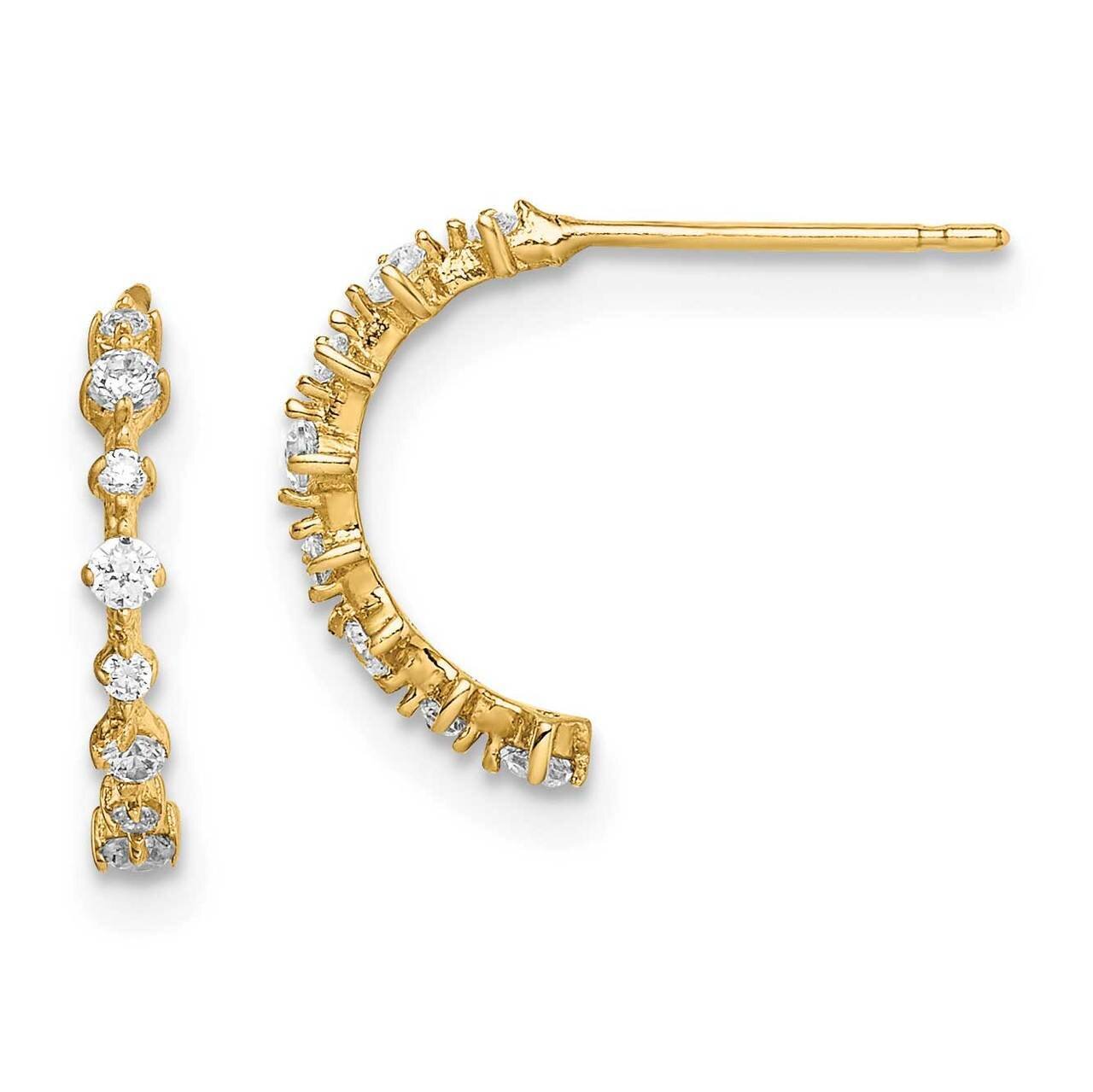 J Hoop Post Earrings 14k Gold CZ Diamond SE2922 by Madi K, MPN: SE2922, 191101902161