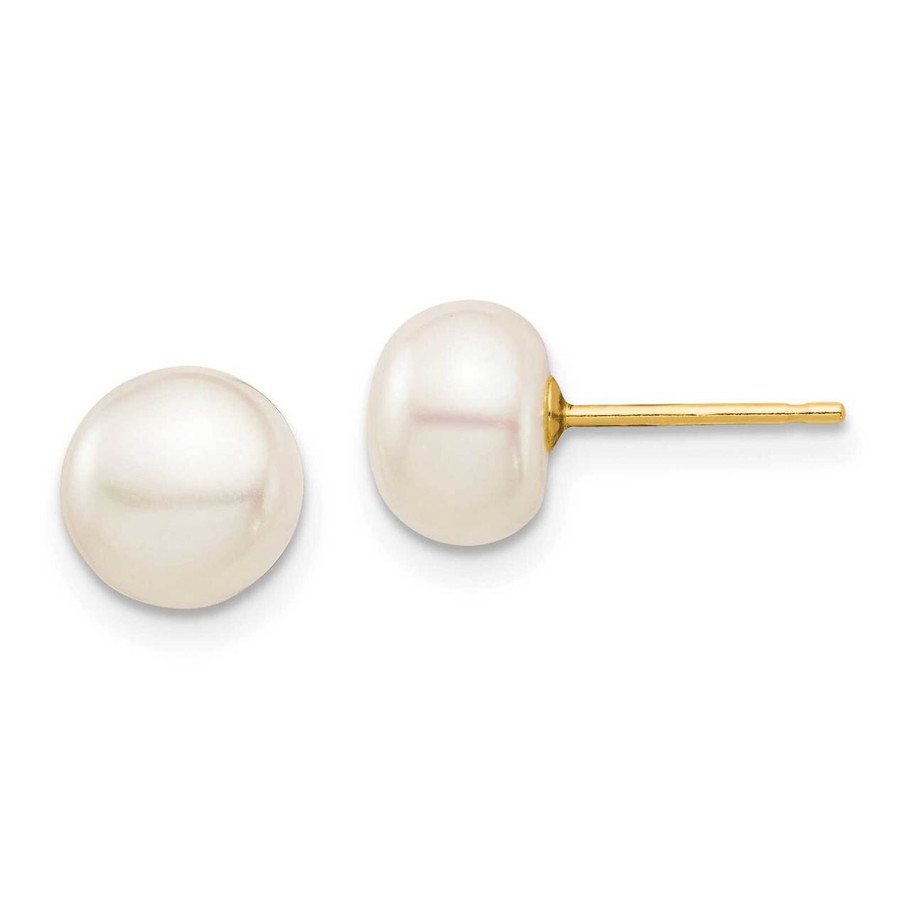 7-8mm White Button Freshwater Cultured Pearl Stud Post Earrings 14k Gold SE2941 by Madi K, MPN: SE2…
