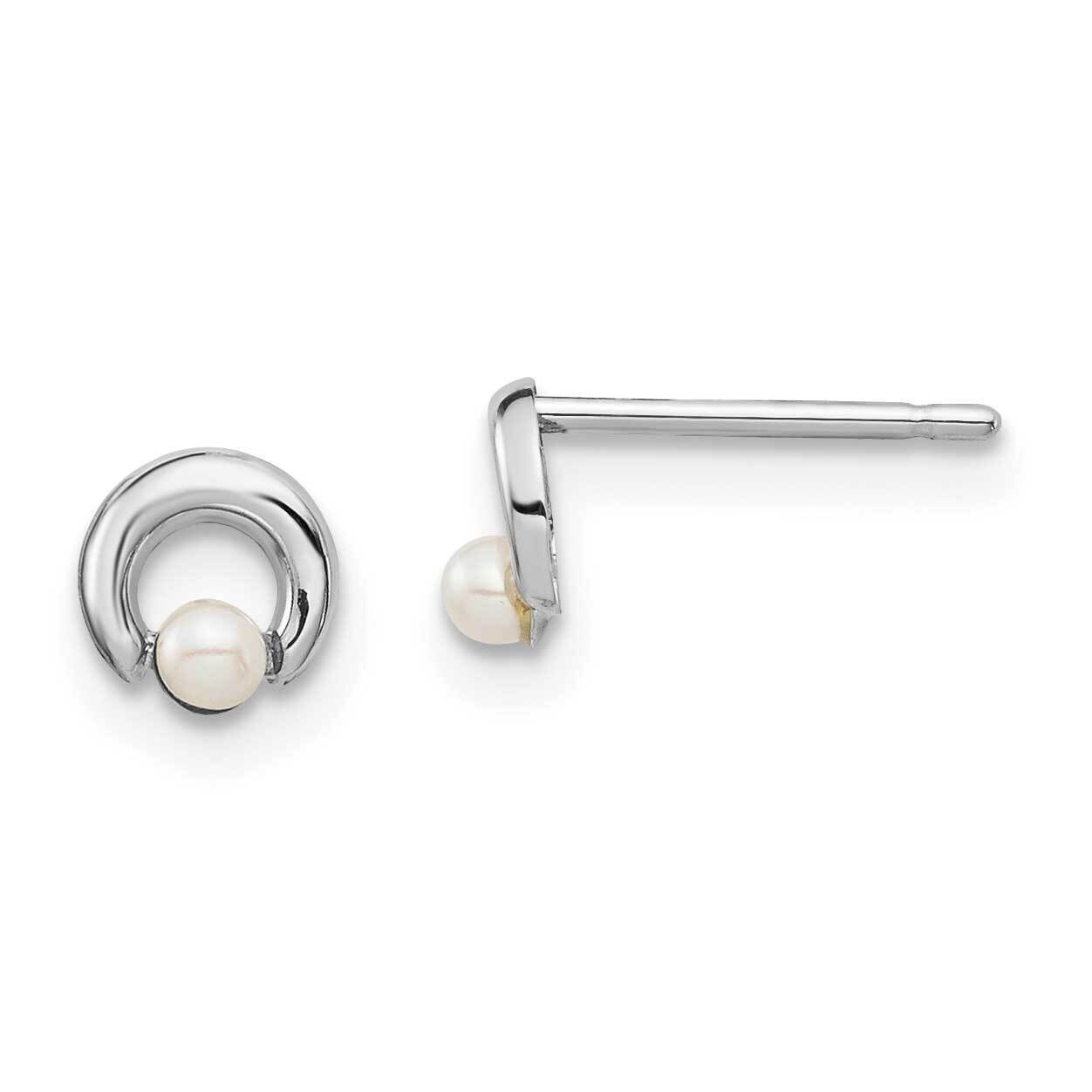 Button Freshwater Cultured Pearl Circle Post Earrings 14k White Gold SE2944 by Madi K, MPN: SE2944,…
