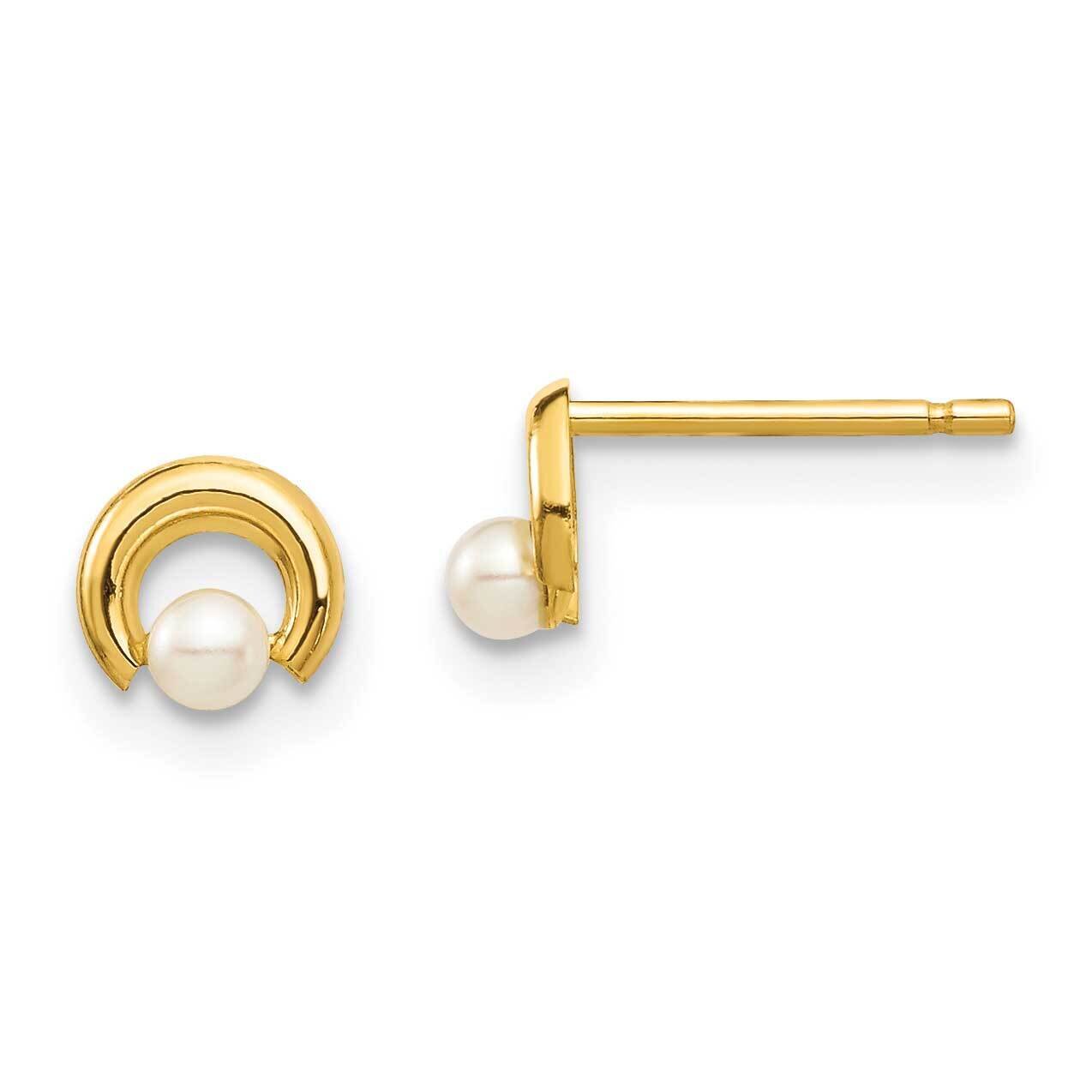Button Freshwater Cultured Pearl Circle Post Earrings 14k White Gold SE2964 by Madi K, MPN: SE2964,…