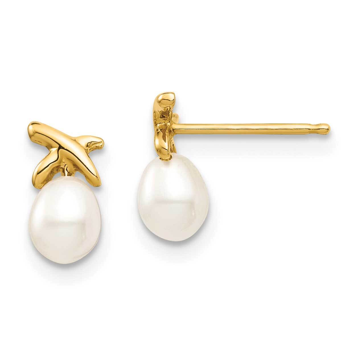 4-5mm White Rice Freshwater Cultured Pearl Post Earrings 14k Gold SE2971 by Madi K, MPN: SE2971, 19…
