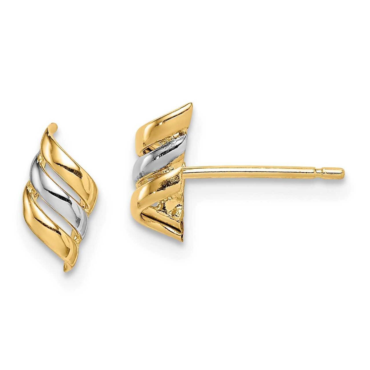 Swirl Post Earrings 14k Gold Rhodium SE2987