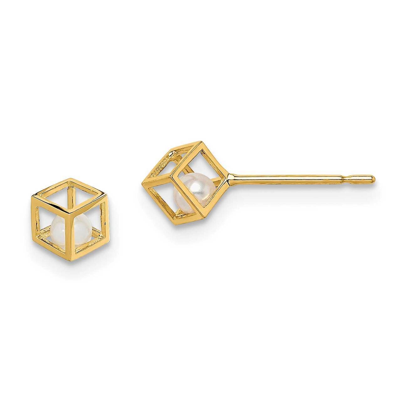 Freshwater Cultured Pearl Square Post Earrings 14k White Gold SE2997 by Madi K, MPN: SE2997, 191101…