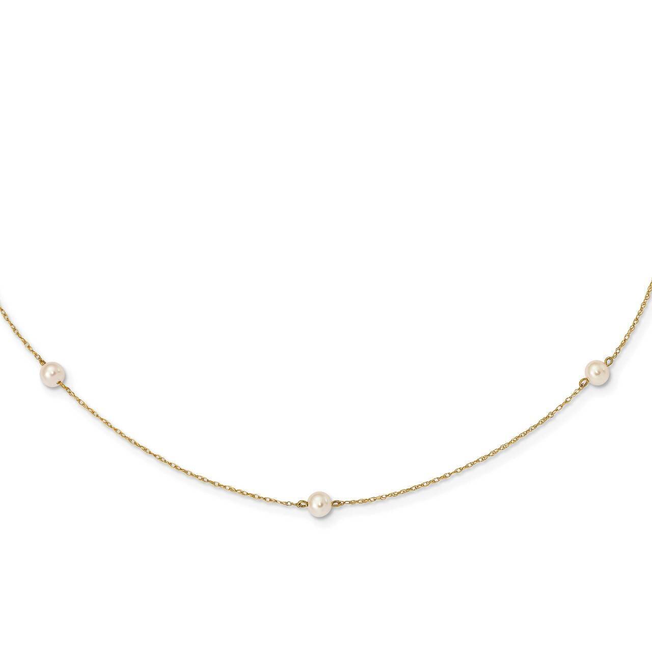 4-5mm White Round Freshwater Cultured Pearl 5-station Necklace 14k Gold SE3007-15.25 by Madi K, MPN…