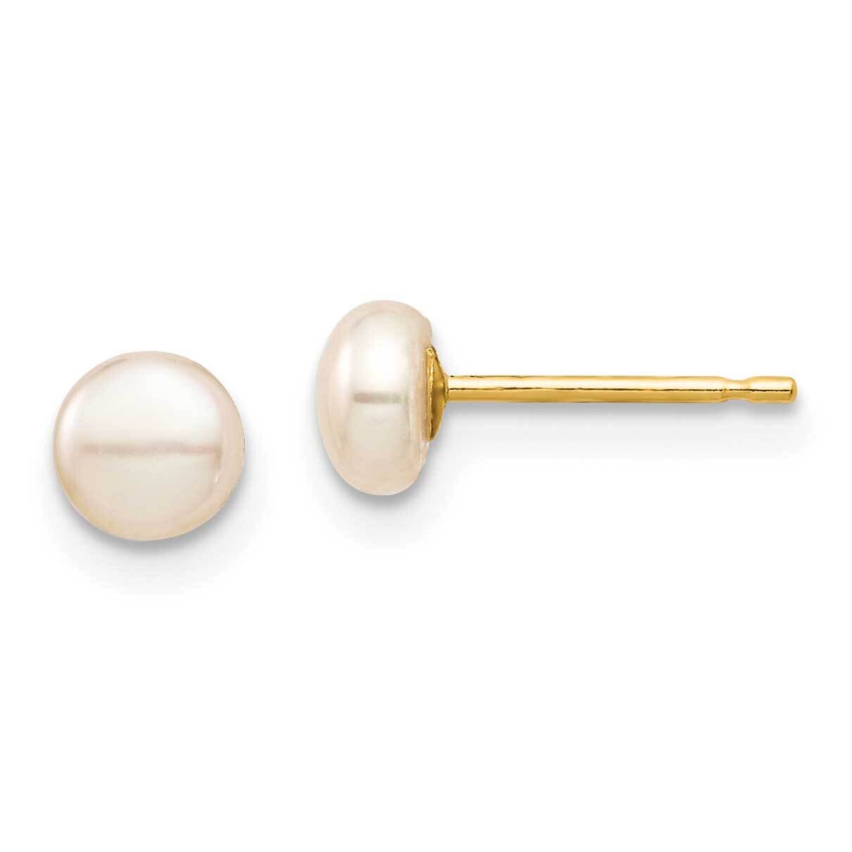 4-5mm Pink Button Freshwater Cultured Pearl Stud Post Earrings 14k Gold SE3009 by Madi K, MPN: SE30…