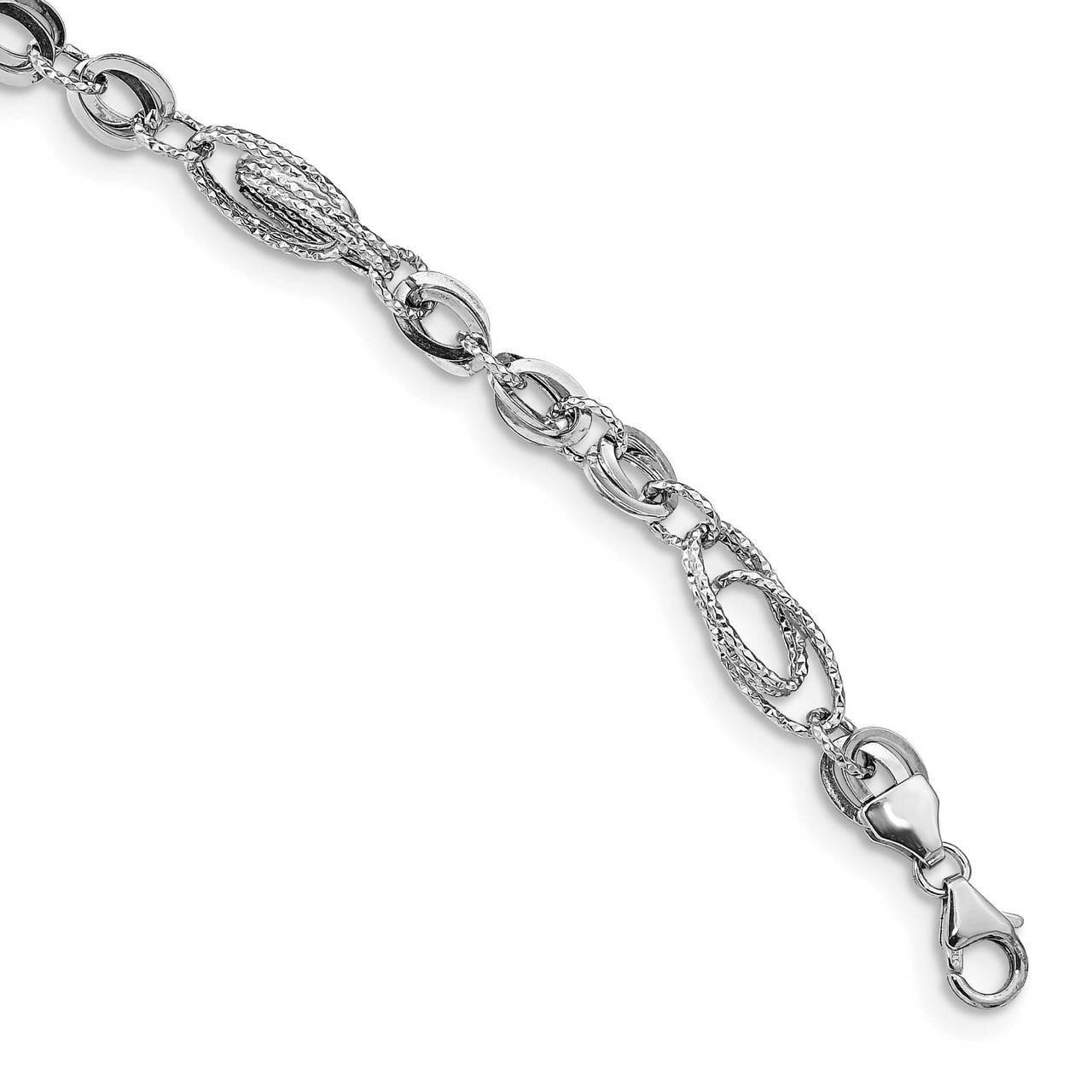 Textured Oval Fancy Link Bracelet 14k White Gold Polished SF2571-7.75, MPN: SF2571-7.75, 1911019814…