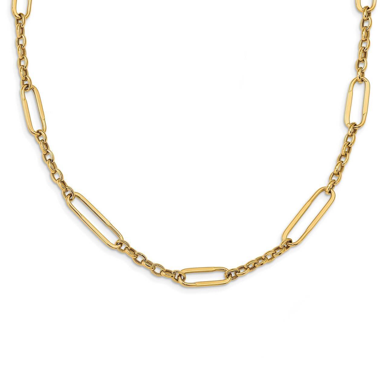 Fancy Link Necklace 14k Gold Polished SF2615-30