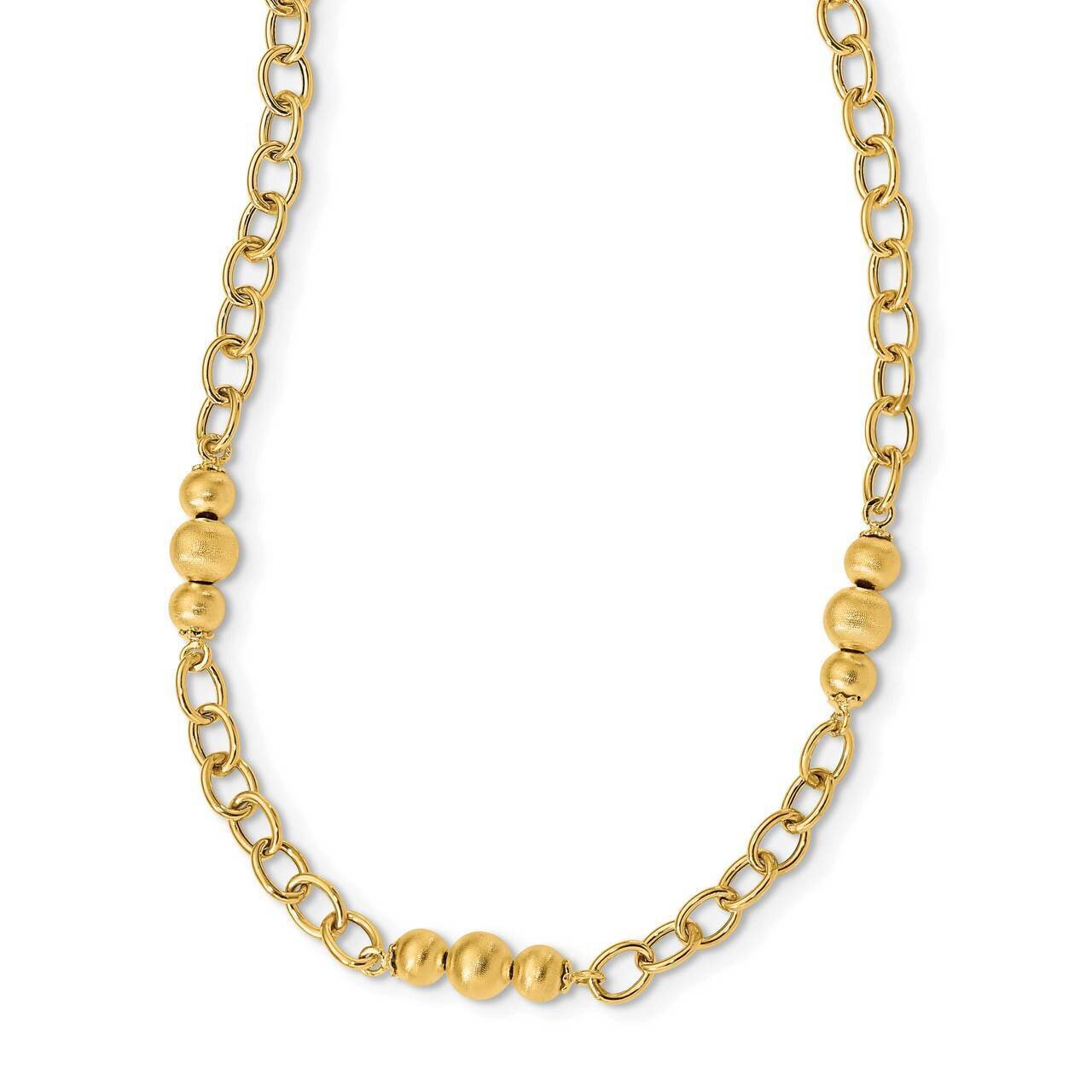 Fancy Link Necklace 14k Gold Brushed &amp; Polished SF2621-17