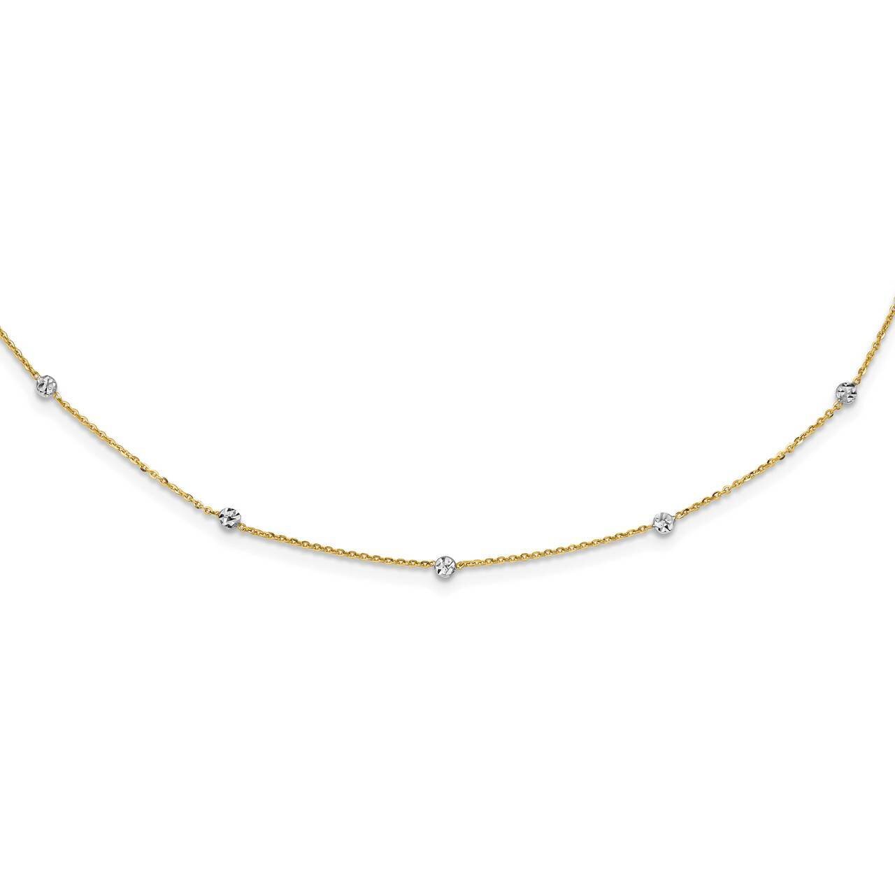 Polished &amp; Diamond-cut with 2 inch Extender Necklace 14k Gold &amp; White Rhodium SF2629-18, MPN: SF262…