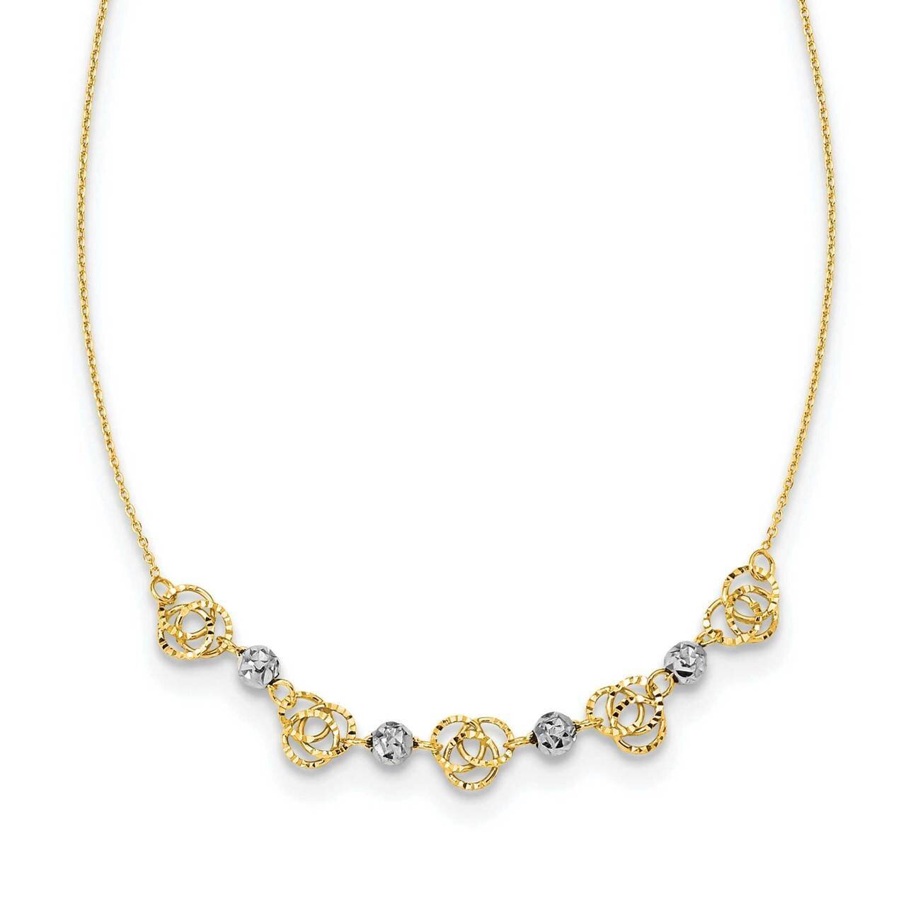 Beads &amp; Knots Necklace 14k Two-Tone Gold Diamond-cut SF2631-18, MPN: SF2631-18, 883957016252