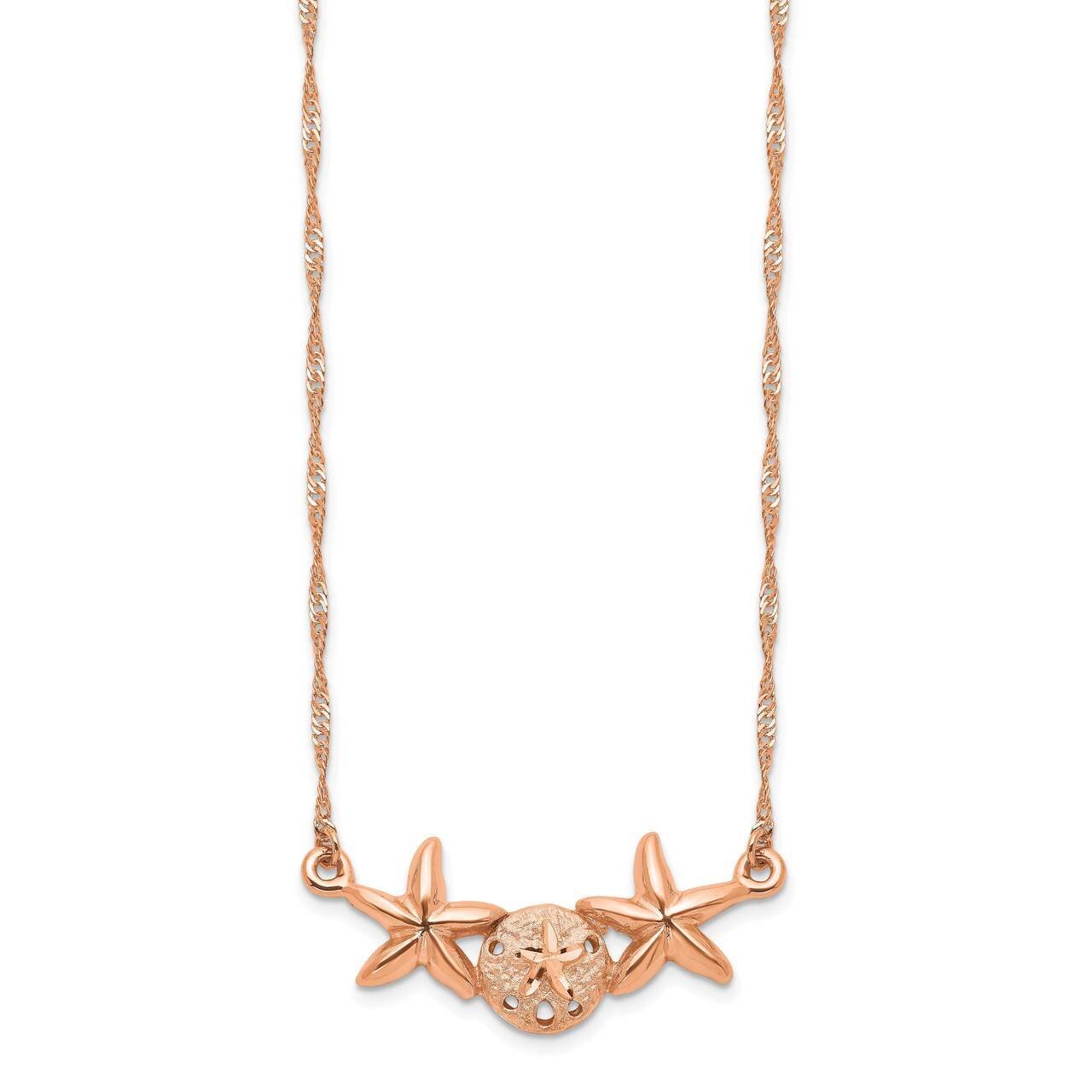 Starfish Necklace 14K Rose Gold Brushed Diamond-cut SF2670-17