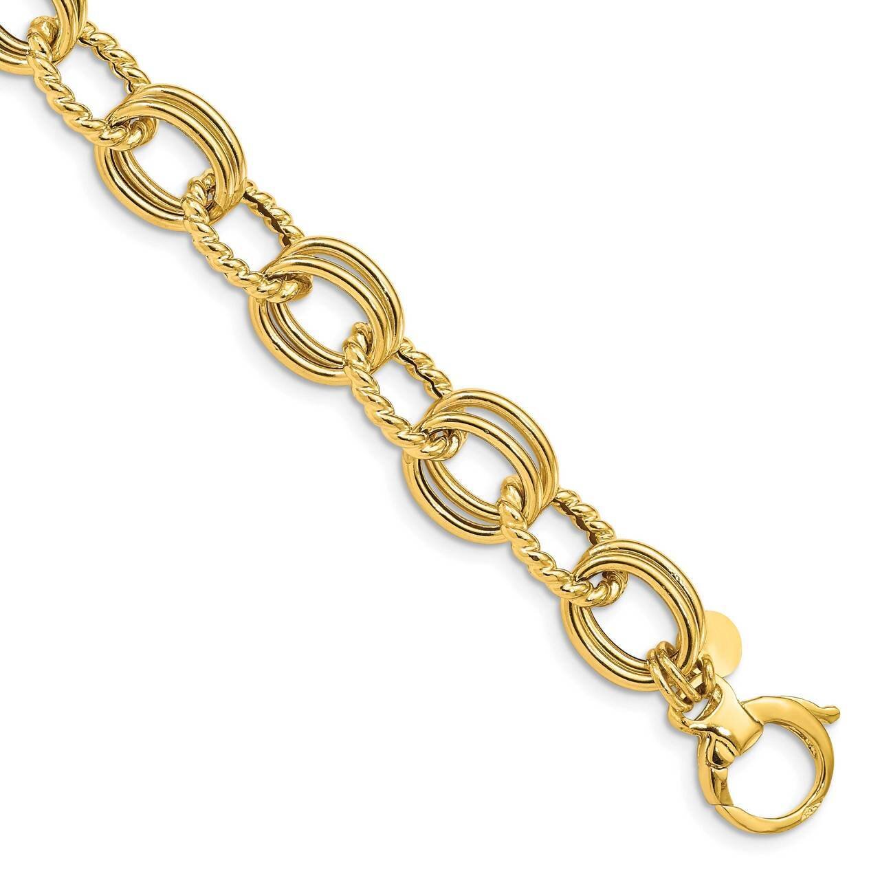 Textured Fancy Link Bracelet 14k Gold Polished SF2702-7.5