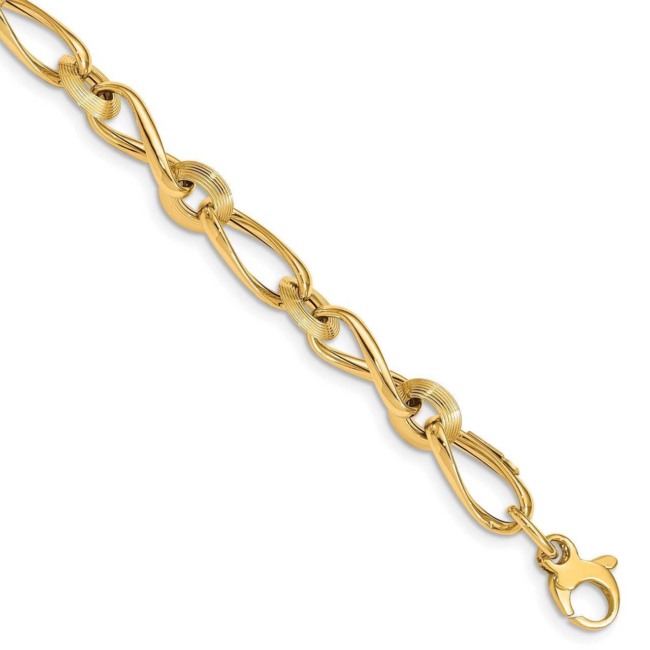 Grooved with .5 in ext. Fancy Link Bracelet 14k Gold Polished  SF2716-8, MPN: SF2716-8, 191101982408