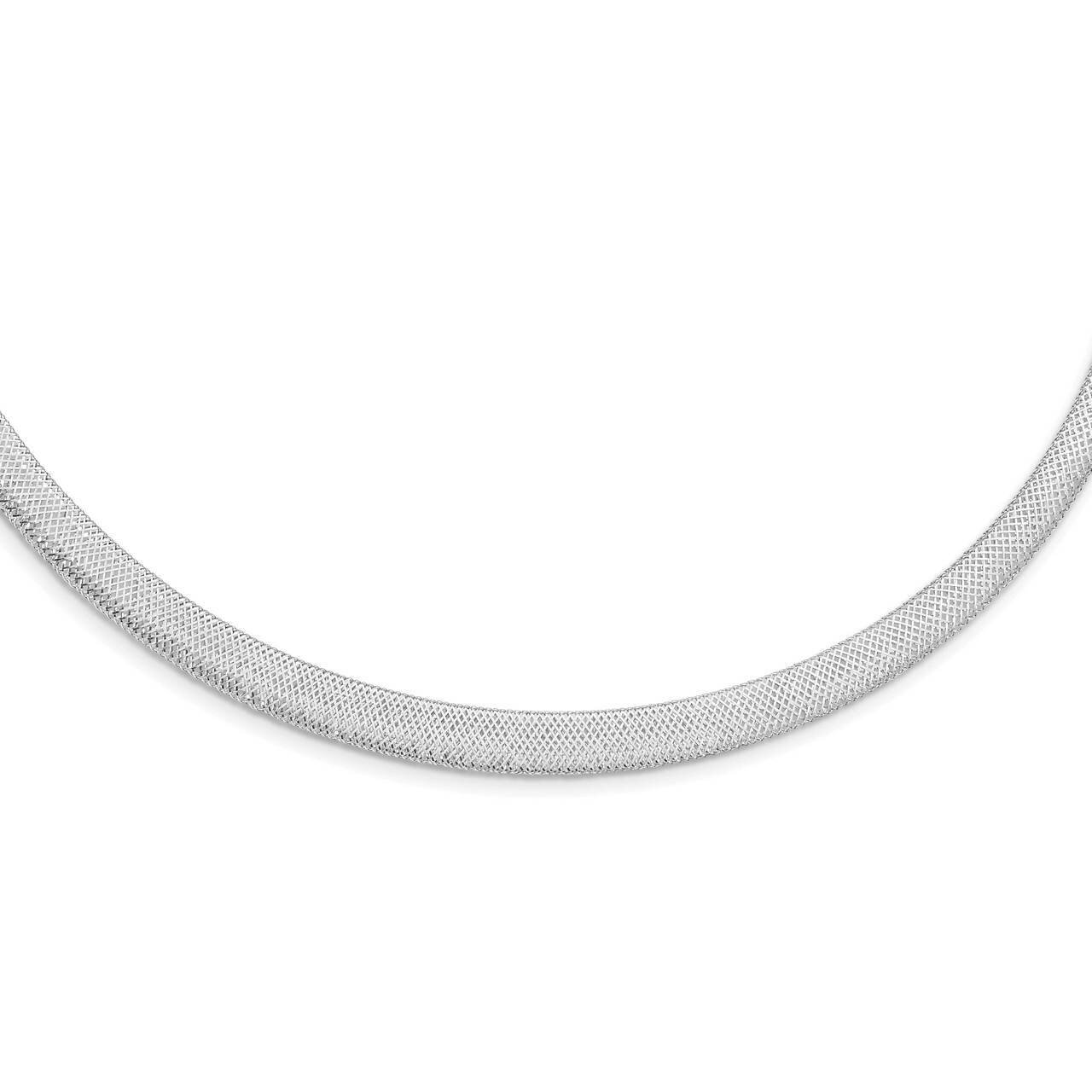 Stretch Mesh with 1.5 Inch Extender Necklace 14k White Gold SF2745W-17