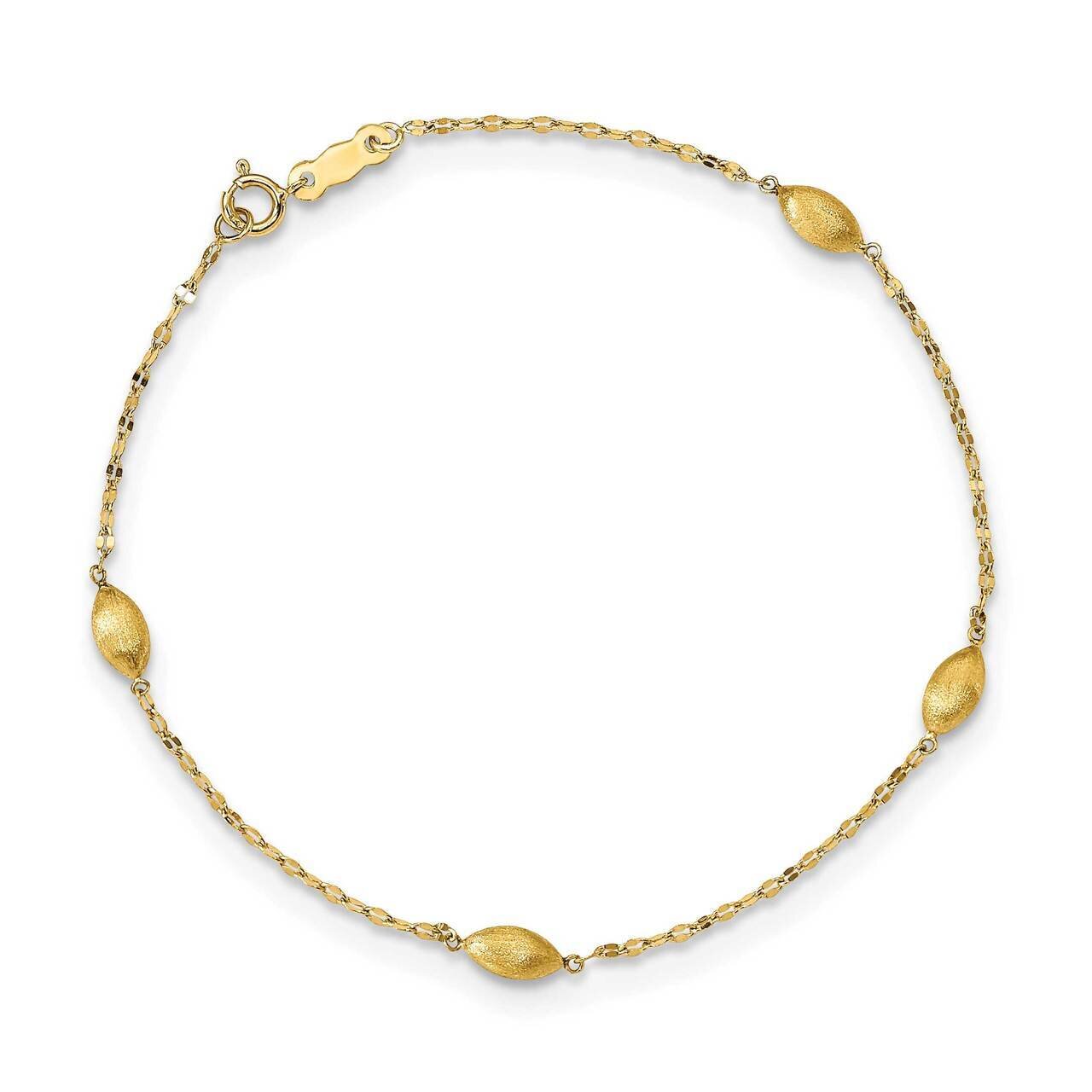 Satin Oval Beads Bracelet 14k Gold Diamond-cut SF2754-7.5, MPN: SF2754-7.5, 883957605876