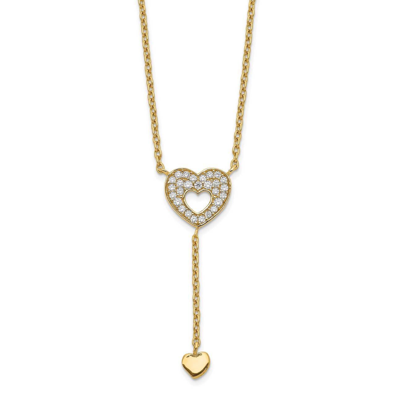 Heart with CZ Diamonds Necklace 14k Gold CZ Diamond SF2759-17, MPN: SF2759-17, 886774079653