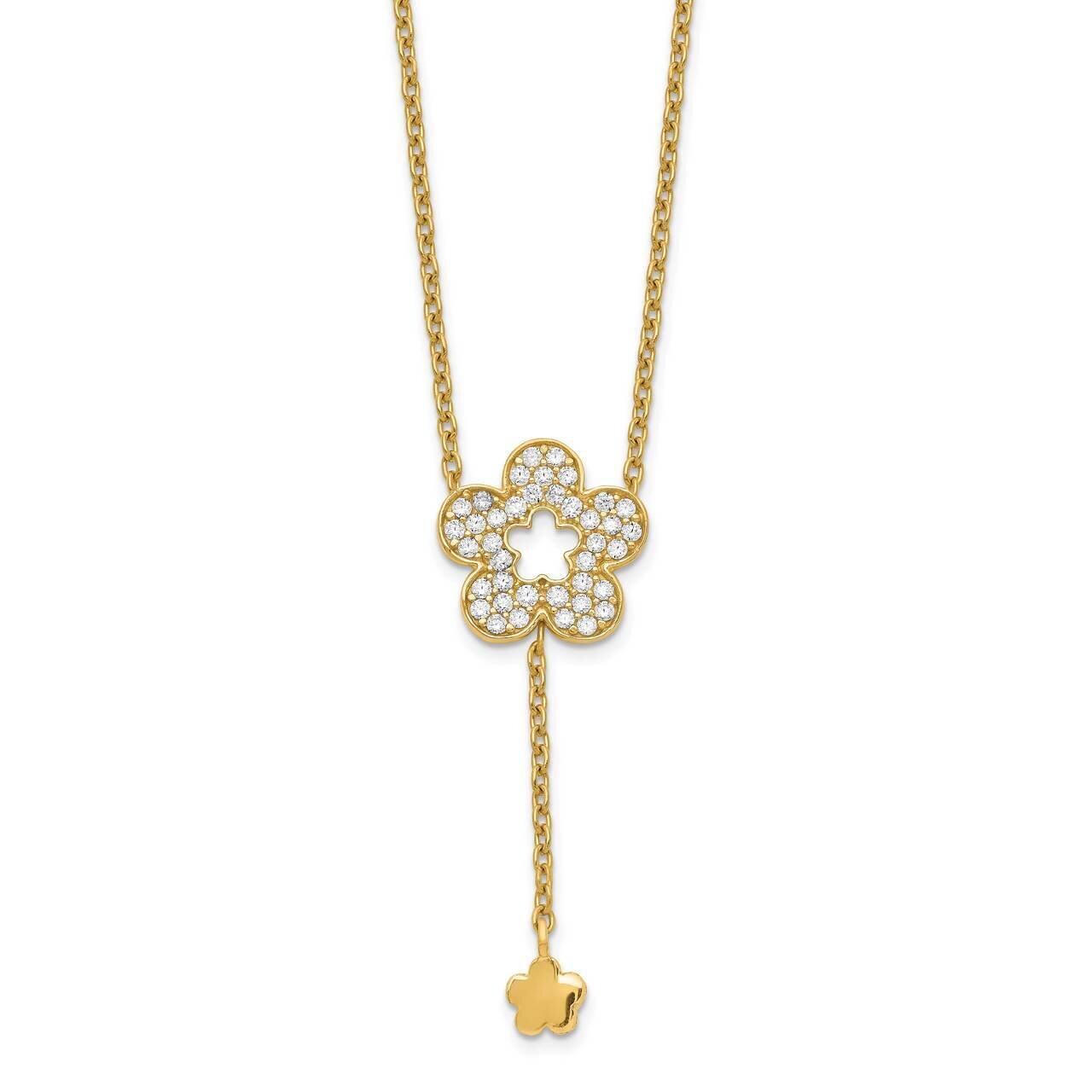 Flower Necklace 14k Gold CZ Diamond SF2761-17, MPN: SF2761-17, 886774079684