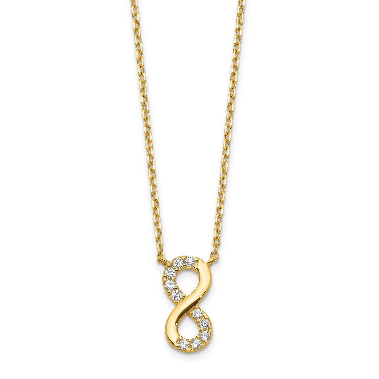 Infinity Symbol with 2 inch Extender Necklace 14k Gold CZ Diamond SF2765-18, MPN: SF2765-18, 883957…