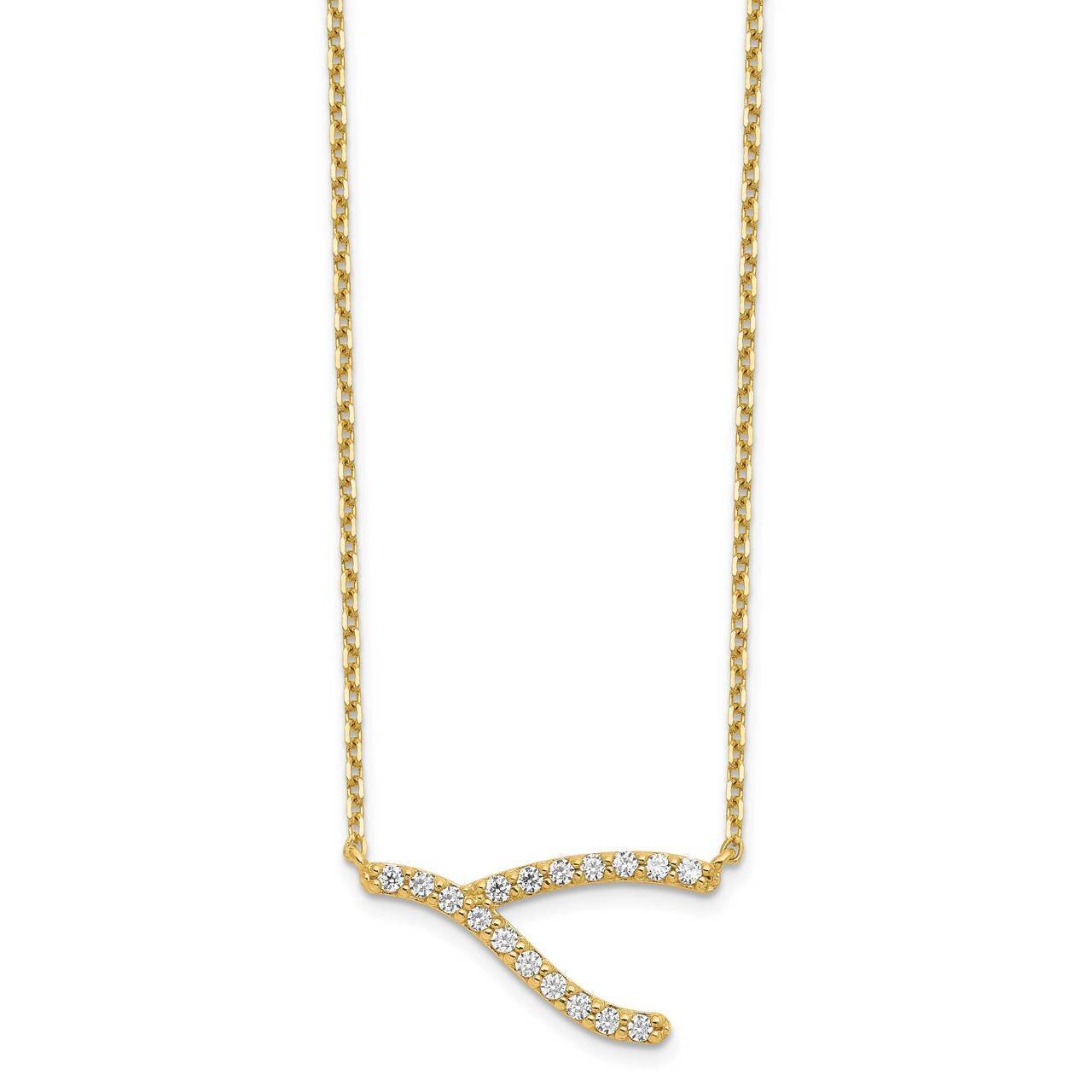 Wishbone with 2 inch Extender Necklace 14k Gold CZ Diamond SF2768-18, MPN: SF2768-18, 883957953991