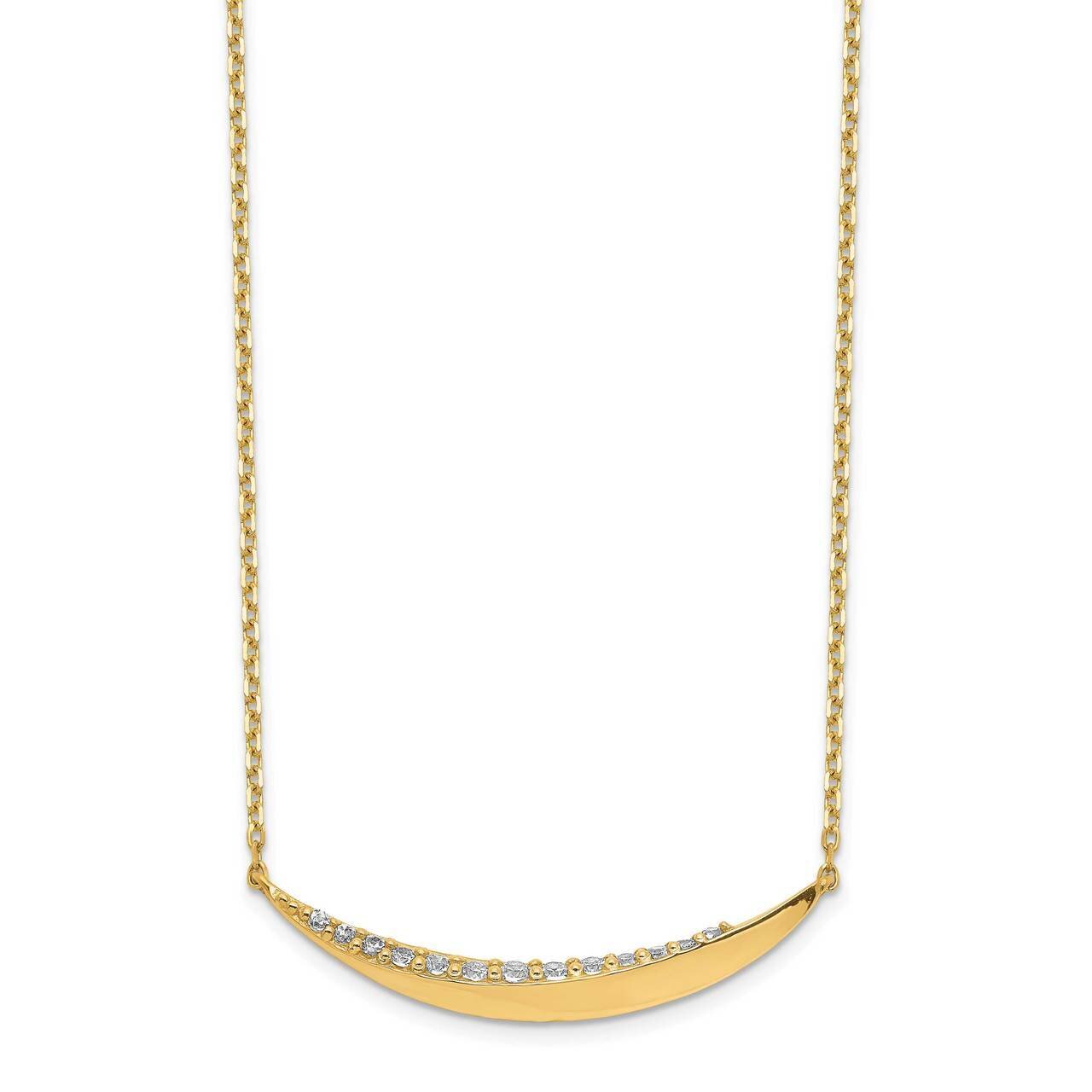 Curved Bar with 2 inch Extender Necklace 14k Gold CZ Diamond SF2769-18, MPN: SF2769-18, 883957919188