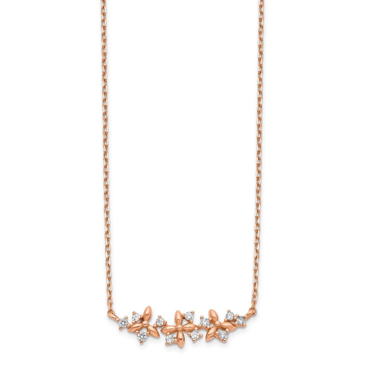 Fancy CZ Diamond with 1 inch Extender Necklace 14k Rose Gold SF2780-15, MPN: SF2780-15, 883957962757