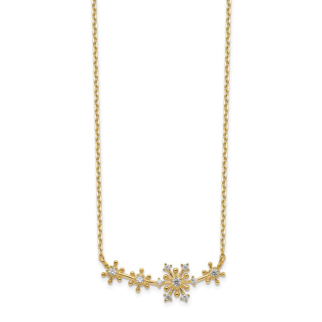 Snowflakes with 2 inch Extender Necklace 14k Gold CZ Diamond SF2786-18