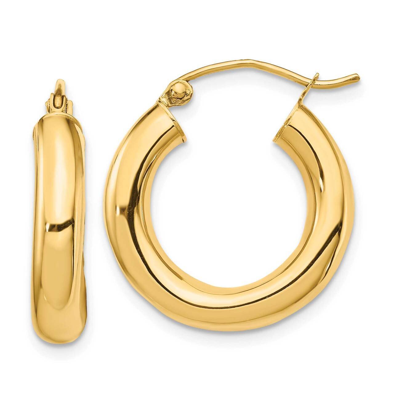 4mm Tube Hoop Earrings 14k Gold Polished T1163