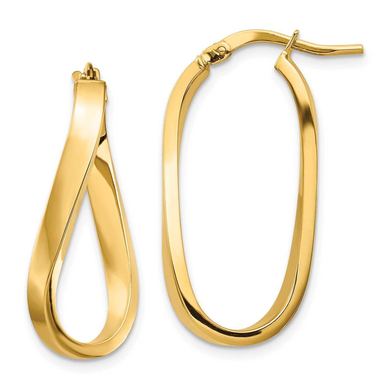 3mm Wavy Hoop Earrings 14k Gold Polished TF1362