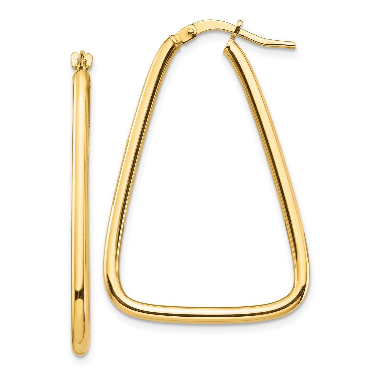 Triangle Hoop Earrings 14k Gold Polished TF1375