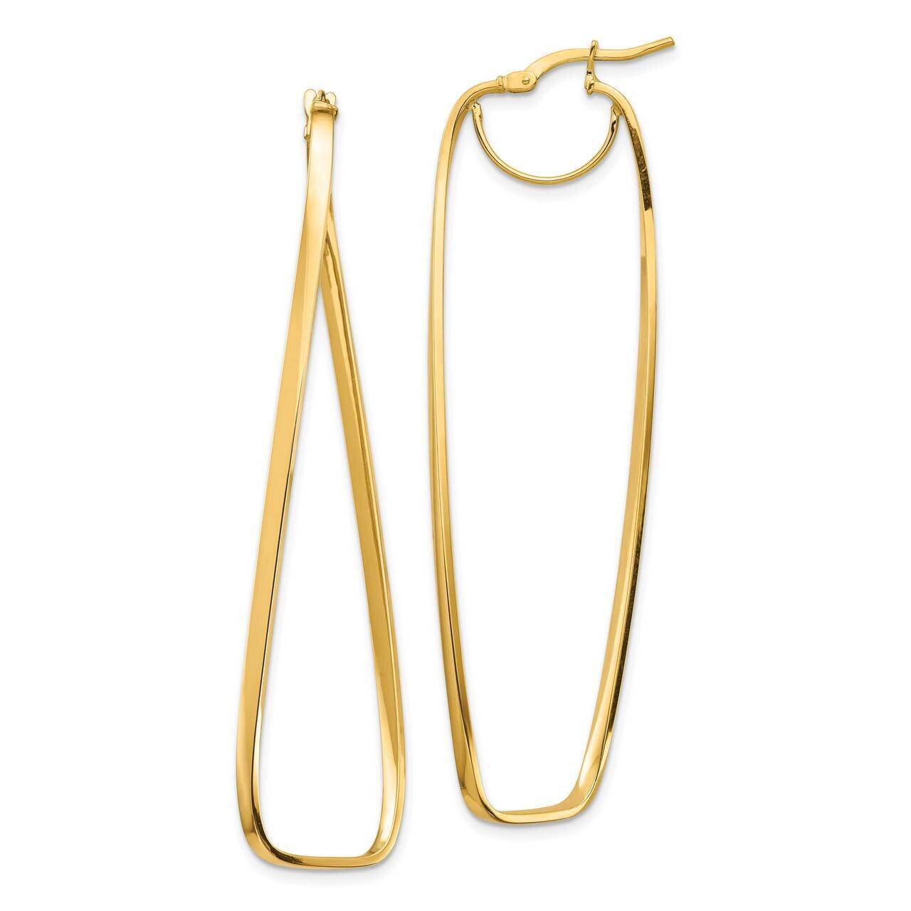 Wavy Rectangle Hoop Earrings 14k Gold Polished TF1396