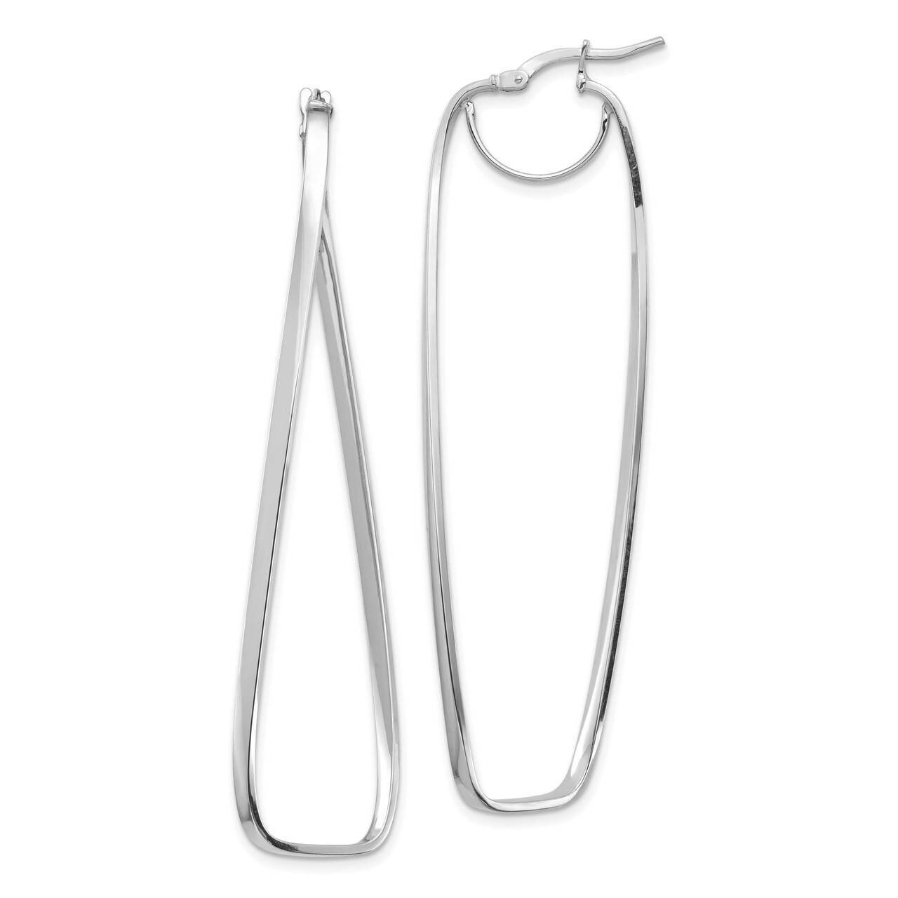 Wavy Rectangle Hoop Earrings 14k White Gold Polished TF1396W