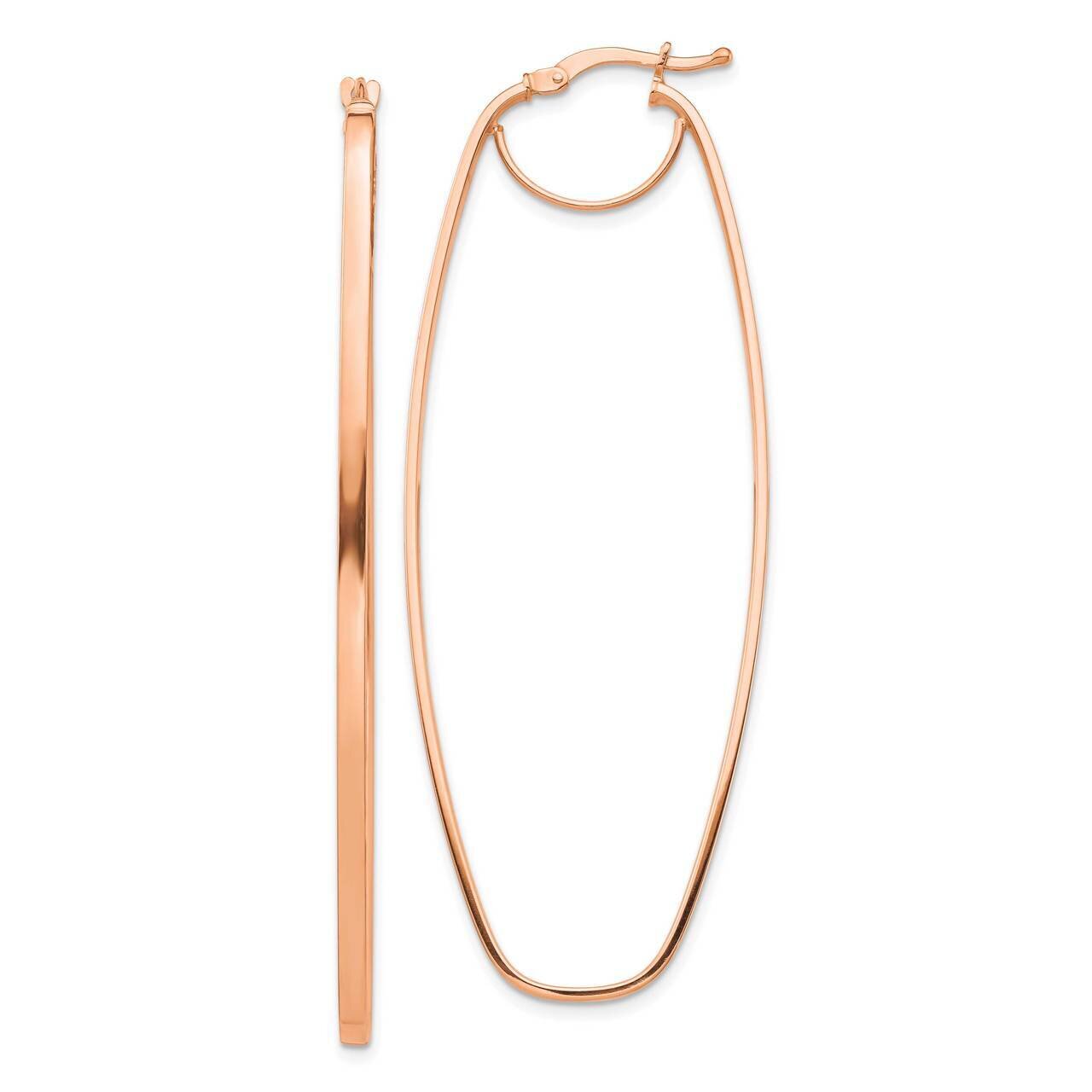 3mm Oval Dangle Hoop Earrings 14k Rose Gold Polished TF1398R, MPN: TF1398R, 191101987052