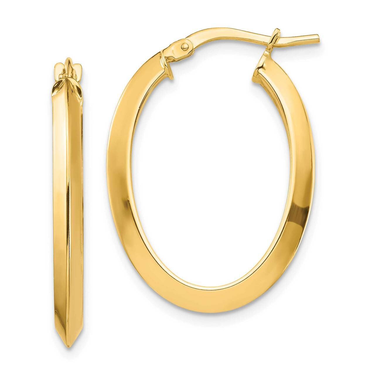 2.5mm Oval Hoop Earrings 14k Gold Polished TF1399
