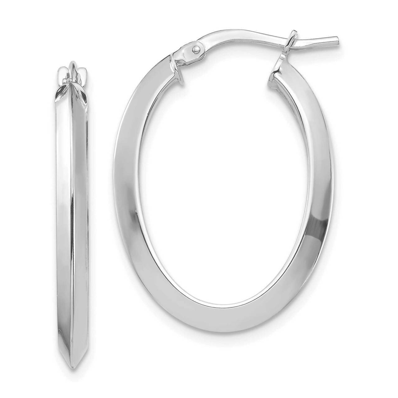 2.5mm Oval Hoop Earrings 14k White Gold Polished TF1399W