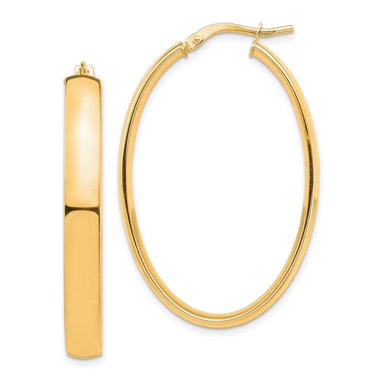 5mm Oval Hoop Earrings 14k Gold High Polished TF1409