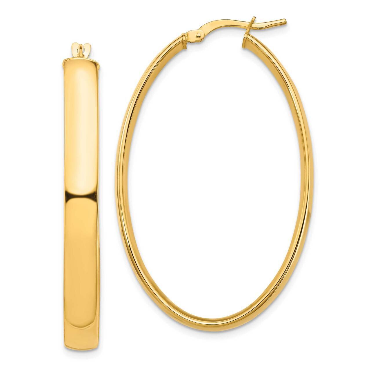 5mm Oval Hoop Earrings 14k Gold High Polished TF1410