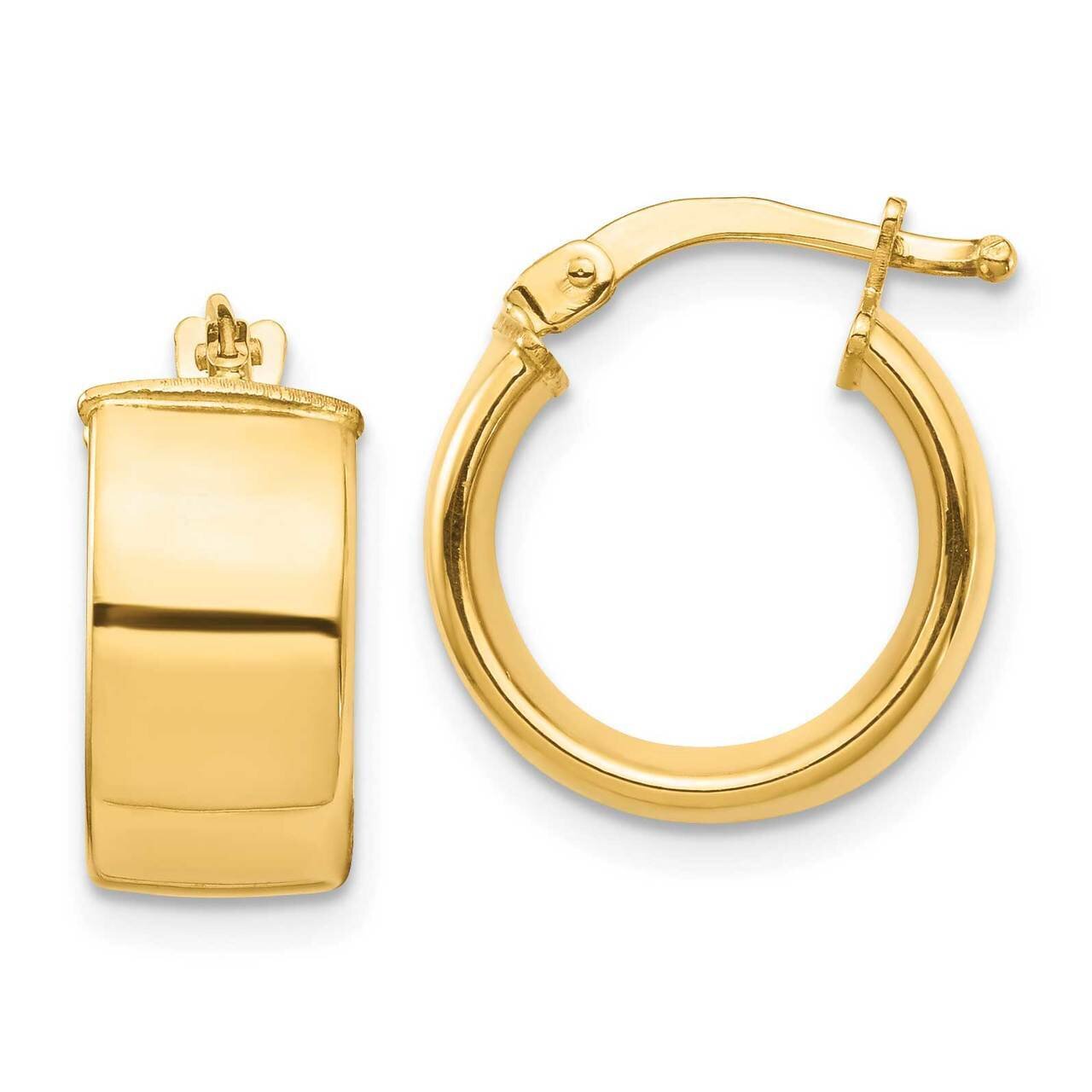 7mm Hoop Earrings 14k Gold High Polished TF1411, MPN: TF1411, 191101987304