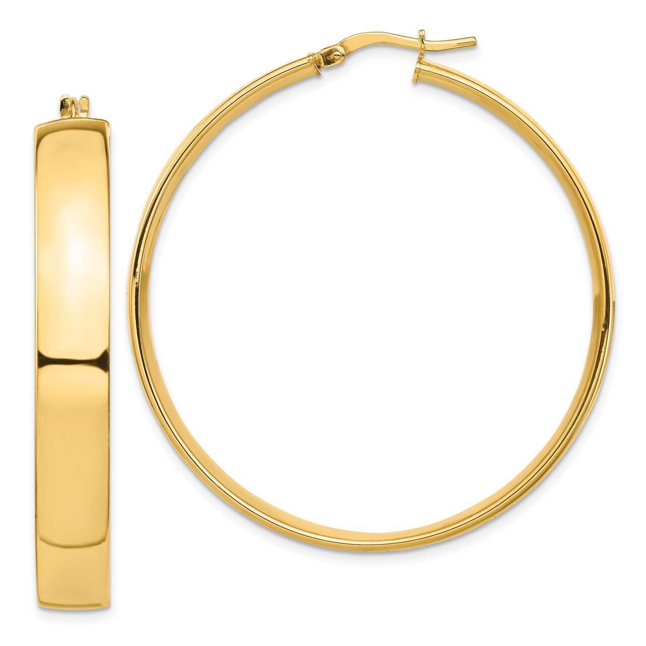 7mm Hoop Earrings 14k Gold High Polished TF1417